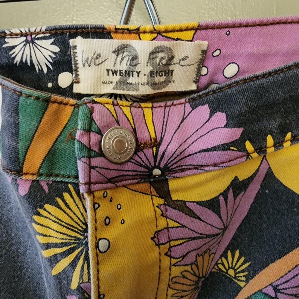 We The Free Twenty-Eight Floral Print High-Rise Pants in Black & Purple